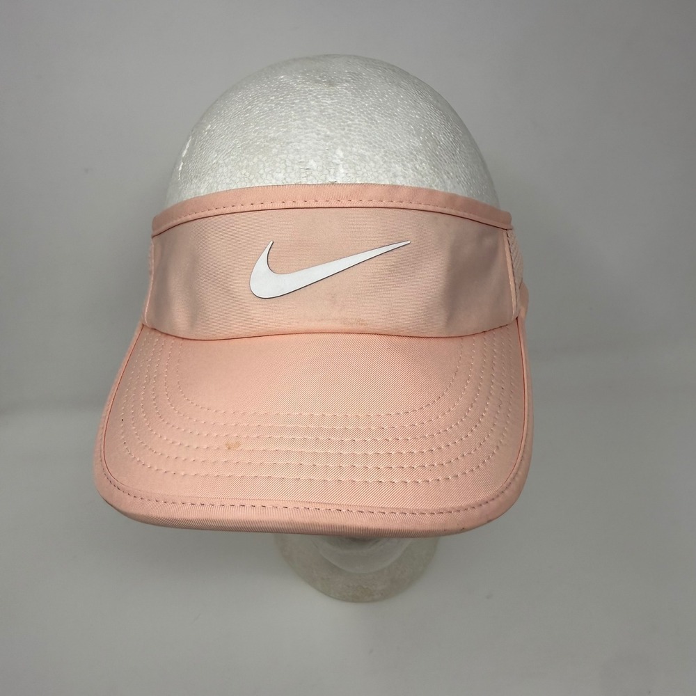 Nike AeroBill Featherlight Visor Womens Pink Adjustable Running Hat 899656-664